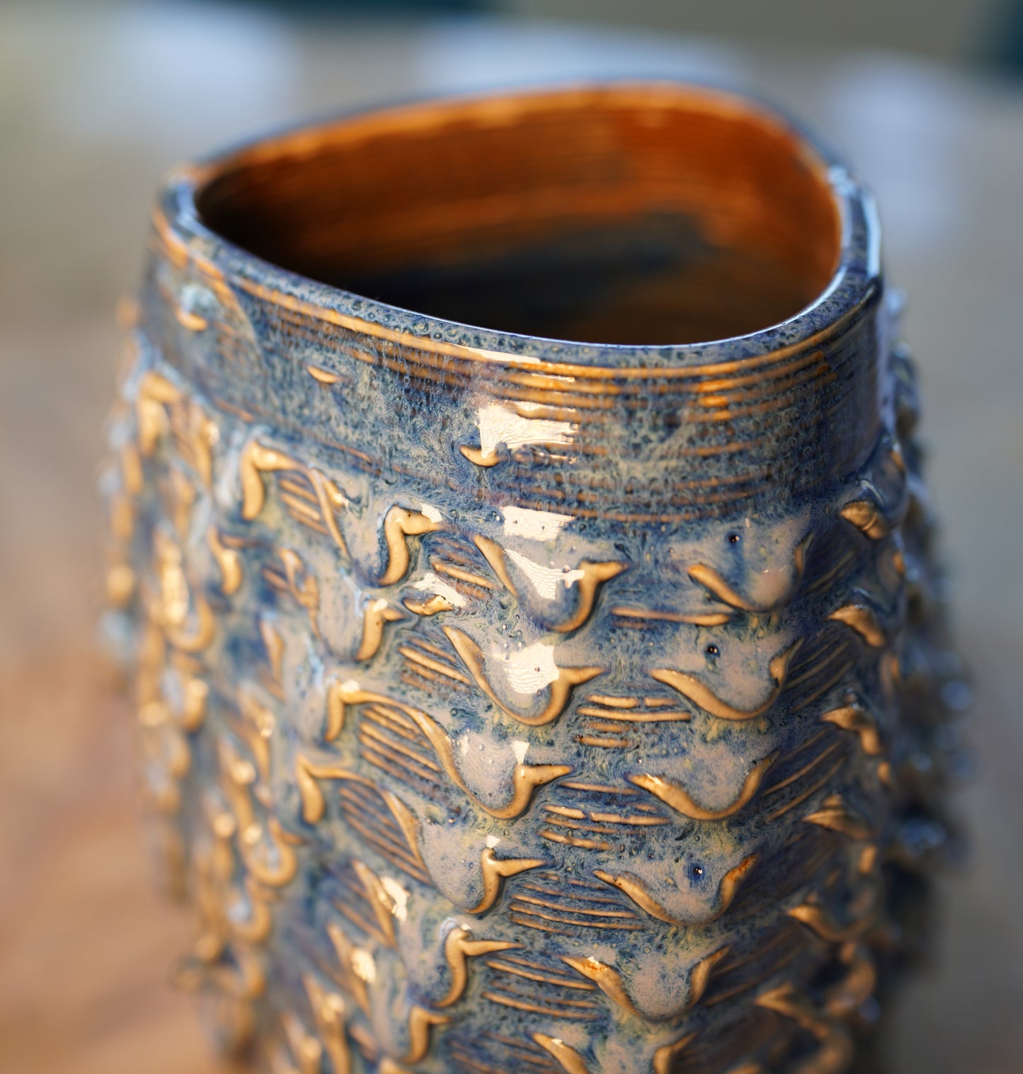 Organic Vase Study - 250mm - Indigo Sage