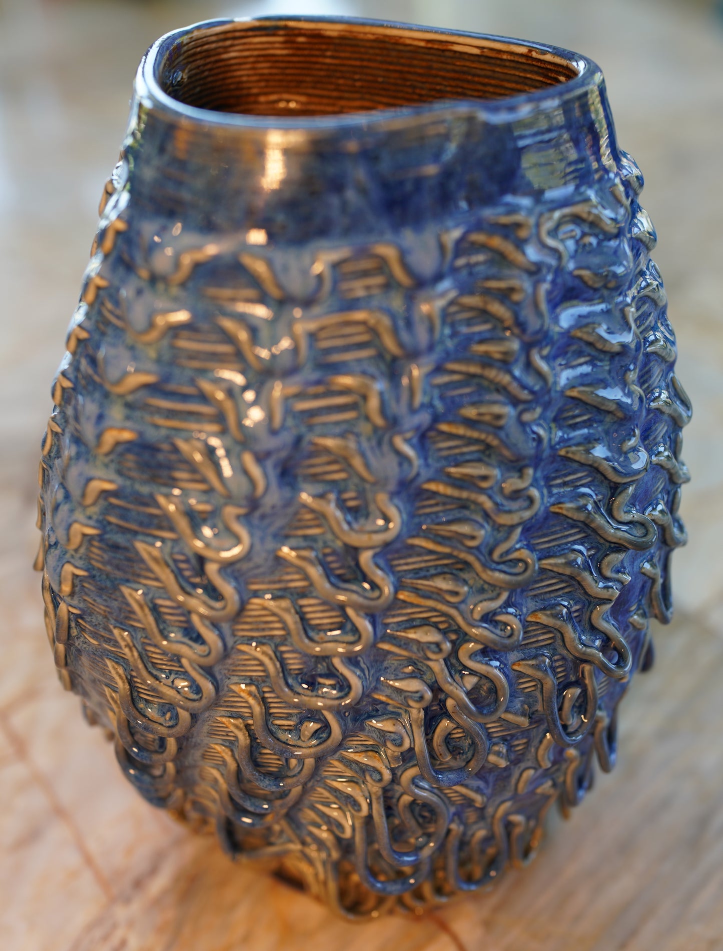 Organic Vase Study - 250mm - Indigo Sage