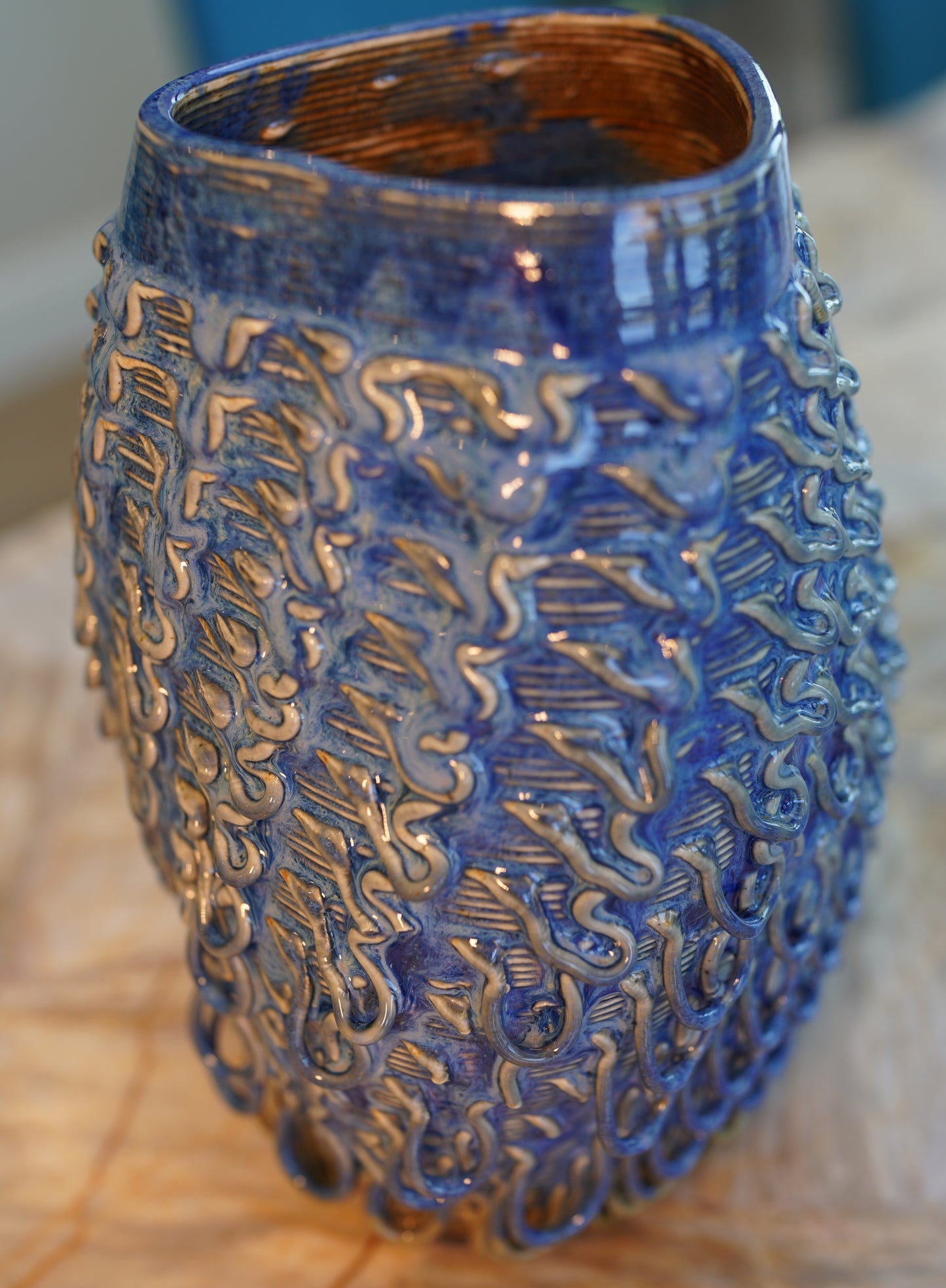 Organic Vase Study - 250mm - Indigo Sage