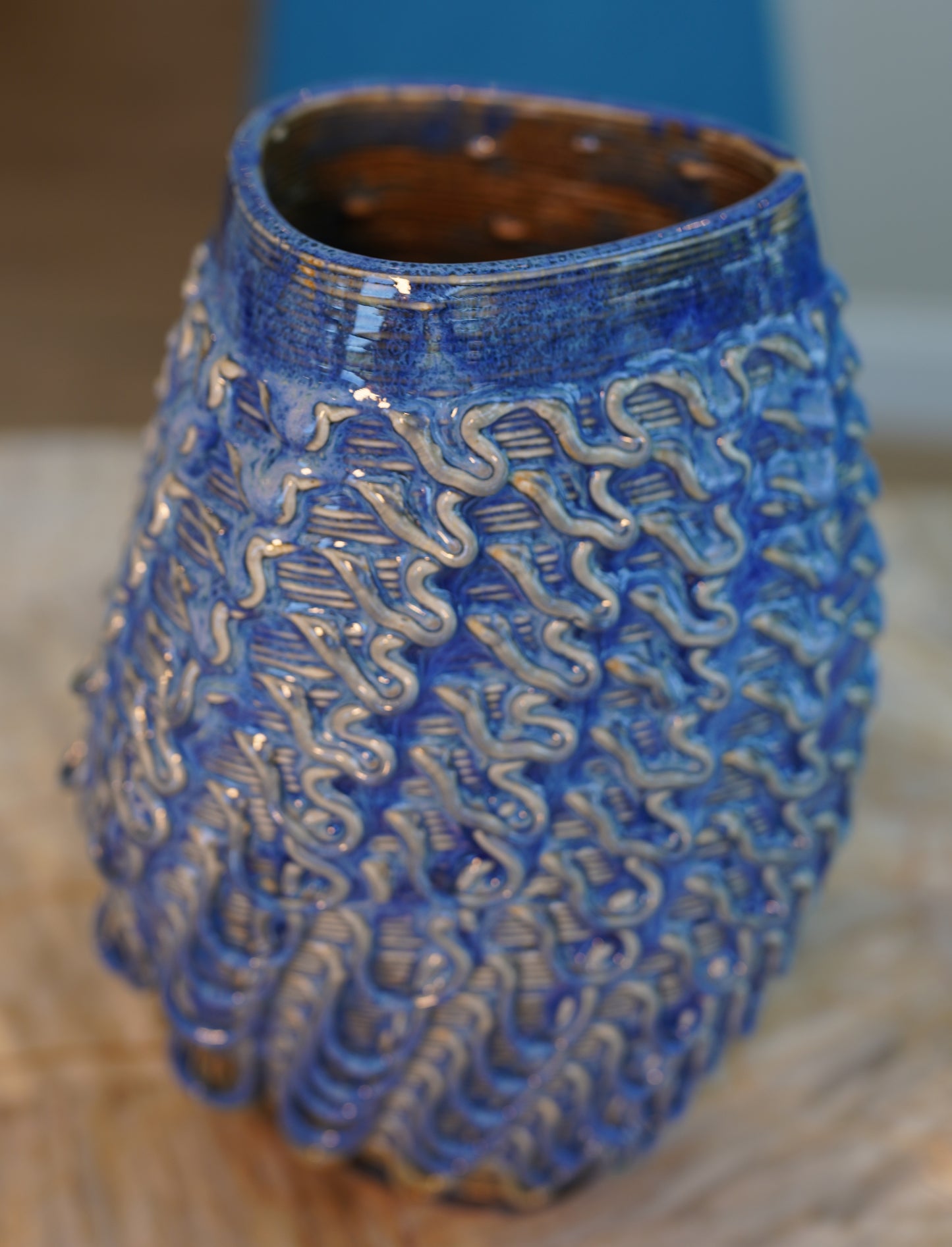 Organic Vase Study - 250mm - Indigo Sage