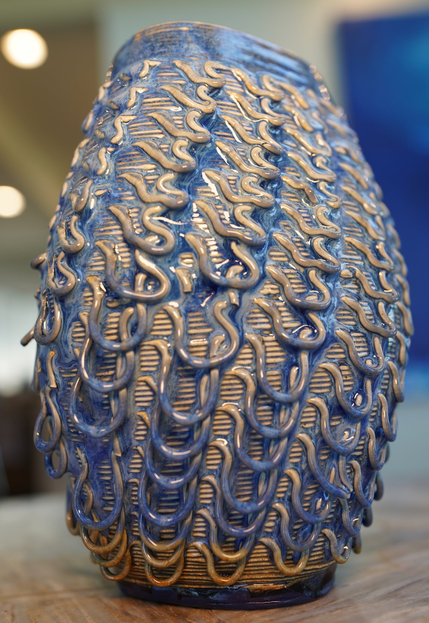 Organic Vase Study - 250mm - Indigo Sage